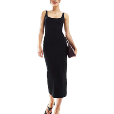 Bershka Scoop Neck Midaxi Dress - Black