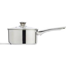 Dunelm Essentials Stainless Steel Saucepan, 18cm Silver with lid 18 cm