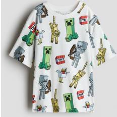 Boys T-shirts H&M T-shirt Med Tryck - Vit/Minecraft