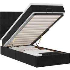 vidaXL Cadre De Lit Ottoman Avec Matelas Noir 90x200 Cm Velours Lit avec Cadre