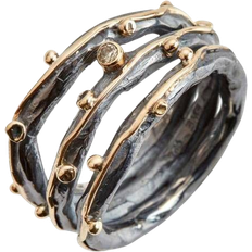 ByBirdie Zeus Tribeca-1 Ring - Black/Gold/Diamond