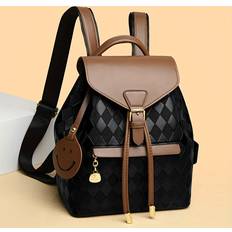 Temu Stylish Quilted Pu Backpack For Women - Coffee Color