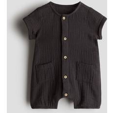 H&M Romper I Bomullsmuslin - Mörkgrå
