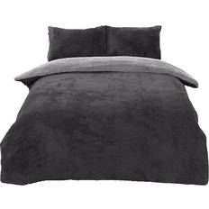 Brentfords Reversible Teddy Double - Dark Duvet Cover Grey (198x198cm)