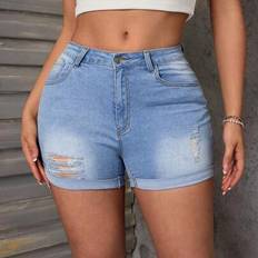 Shein Ripped Denim Shorts For Women - Summer