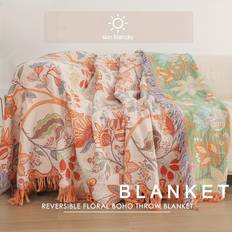 Temu Floral Throw Blanket With Tassels 60 x 80 Filt