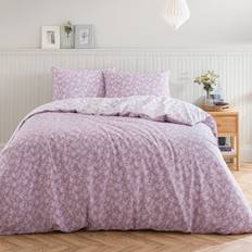 Dunelm Bexley Floral Sage Duvet Cover and Pillowcase Set - Lilac Duvet Cover Purple (220x260cm)