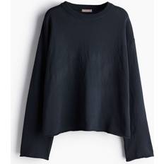 H&M Tröjor H&M Stickad Tröja Med Rullad Kant - Svart