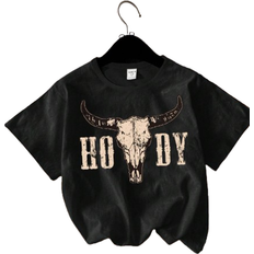 Shein Crow Boy Cow Head Printed Round Neck TShirt Simple Casual Western Style Outfit For Young Boys Suitable For Summer