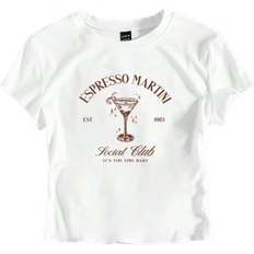 Shein Womens Summer YK Cocktail Espresso Martini Cropped TShirt