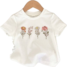 Shein Young Girls Casual Floral Pattern Short Sleeve TShirt Suitable For Summer