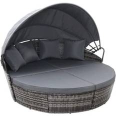 EVRE Bali Mixed Grey 3 Piece Modular Round Rattan Wicker Outdoor Lounge Set
