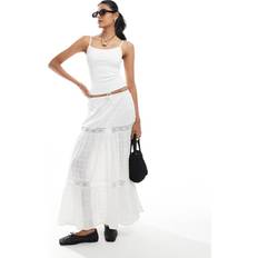 Bershka Skirts Bershka Lace Embriodered Tiered Maxi Skirt - White