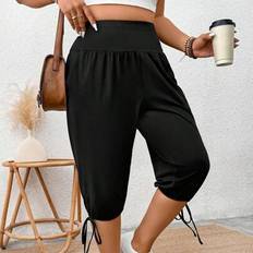 Shein Byxor & Shorts Shein Elegant Casual Plus Size Slant Pocket 7/8 Byxor - Svart
