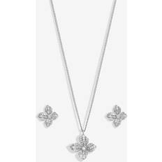 Metal Jewellery Sets Jon Richard Rhodium Plated Cubic Zirconia Floral Set - Silver
