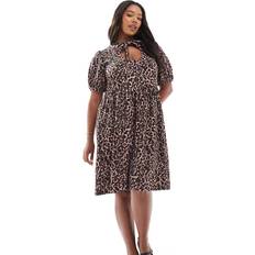 Leopard Dresses New Look Curve Crinkle Smock Mini Dress - Leopard Print