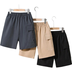 Shein 3pcs/Set Loose Fit Academy Style Woven Cargo Shorts For Tween Boys