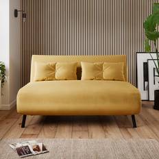 Dunelm Velvet Double Bed Old Gold Sofa 134.5cm 2 Seater