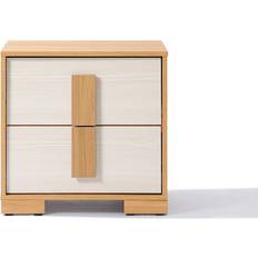 LuxenHome Natural White 20.7-Inch Tall End Bedside Table 14.6x21.1"