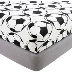 Dunelm Football Pack of 2 Fitted Black/White Bed Sheet Black, White (190x90cm)