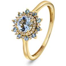 Pan Jewelry Ring - Gold/Diamonds/Aquamarine