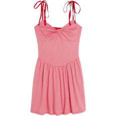 Hollister Drop Waist Knit Mini Dress - Cherry Red Check
