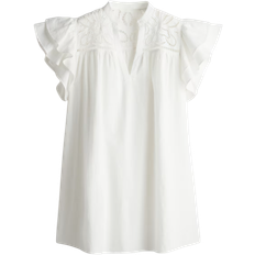 H&M Kjole Med Flæseærmer Og Broderie Anglaise - Hvid