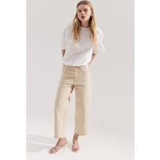 H&M Wide High Cropped Jeans - Beige