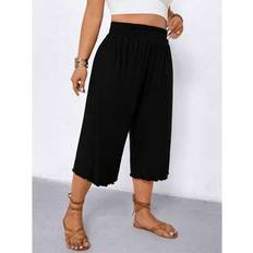 Shein Damen Oversized Lässig Hose mit Rüschensaum und weitem Bein
