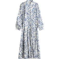 H&M Maxikleid Mit Stufenrock - Weiß