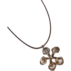 Topshop Natalie Necklace with Flower Pendant - Gold/Brown