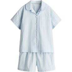H&M Pyjamas I Bomull - Ljusblå/Randig