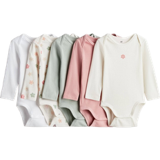 H&M Baby 5-Pack Long-Sleeved Bodysuits - Green