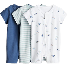 H&M Baby Cotton Sleepsuits 3-Pack - Turquoise