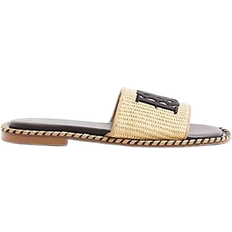 Polyurethane Slides River Island Raffia Flat Sandals - Brown
