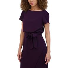 Kensie Women's Tulip Sleeve Tie Waist Sheath Dress - Bordeaux