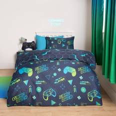 OHS Gaming Set Reversible Quilt Pillowcase Bedding - Double Duvet Cover Blue, Green (200x200cm)
