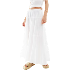 Bershka Cheesecloth Tiered Maxi Skirt - White
