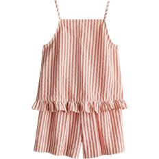 116 Övriga sets H&M Beige 2-Delat Bomullsset Med Topp Och Shorts - Crèmevit/Rödrandig