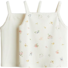 H&M Bomullslinne 2-pack - Vit/Blommig