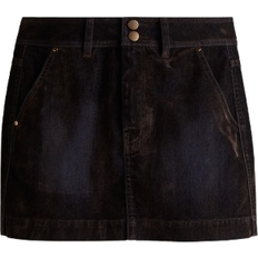 H&M Flocked Nederdel I Denim - Sort