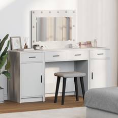 Vita Sminkbord vidaXL 3-Delat Sminkbord-Set Med LED Sminkbord