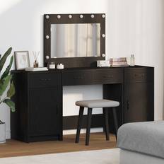 vidaXL 3-Delt Makeupbord Sæt Med LED I Sort Toiletbord