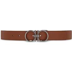Men - Natural Belts Ferragamo Men's Double Gancini Reversible Leather Belt