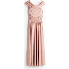 H&M Draperad Off Shoulder Klänning - Dimrosa
