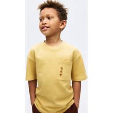 H&M Gul T-shirt I Bomuld Med Broderier - Gul