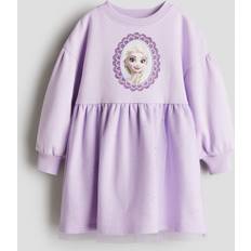 Purple Dresses H&M Girls Printed Sweatshirt Dress - Purple