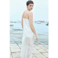 H&M Broderet Slip In-Kjole - Hvid