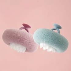 Bath Sponges Temu 2 Pcs Sunflower Bath Balls With Suction Cups 2-in-1 Exfoliating Sponge & Cleaning Brush