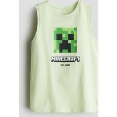 Linnen Barnkläder H&M Grön Tanktop Med Tryck - Ljusgrön/Minecraft